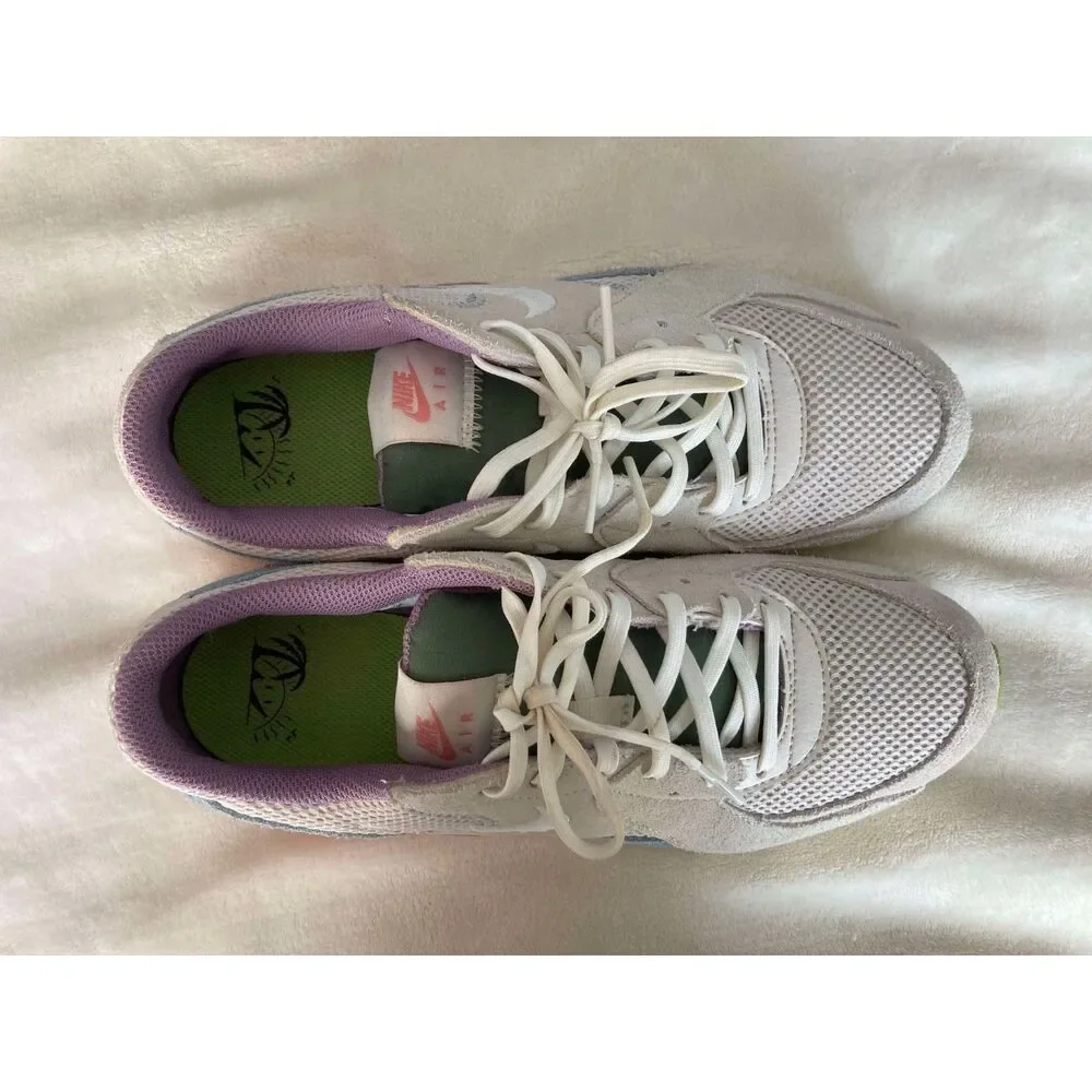 Nike Air Max Women’s Athletic Sneakers in Cream, Light Blue, Pink & Green - Picture 3 of 10